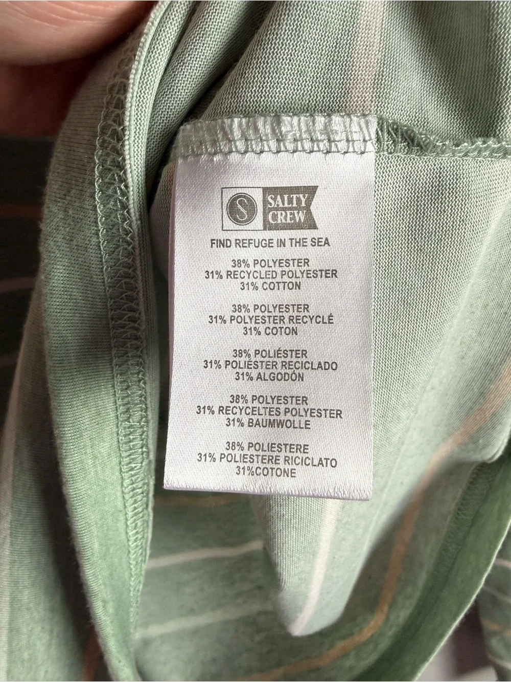 Salty Crew Men’s Green White Striped Hooded Pullover Jacket SZ M 40 UPF Casual
